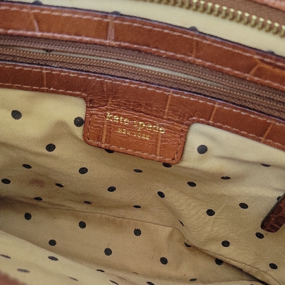 Kate Spade Brown Crocodile Embossed Leather Clutch Bag - Picture 4 of 7
